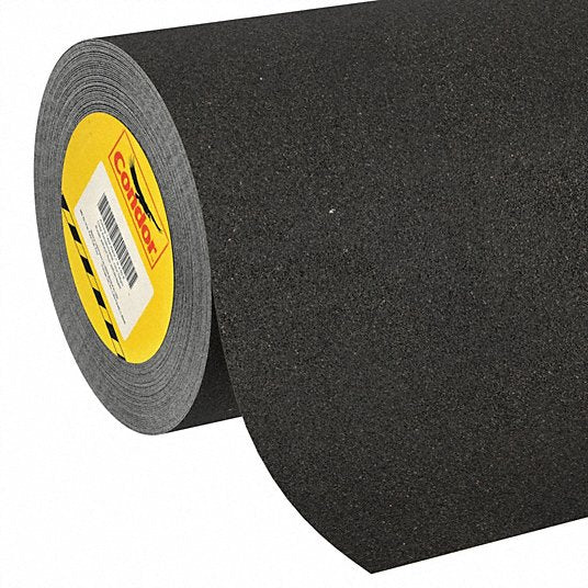 Anti-Slip Tape: Fine, 80 Grit Size, Solid, Black, 24 in x 60 ft, 28 mil Tape Thick, Rubber, Condor®