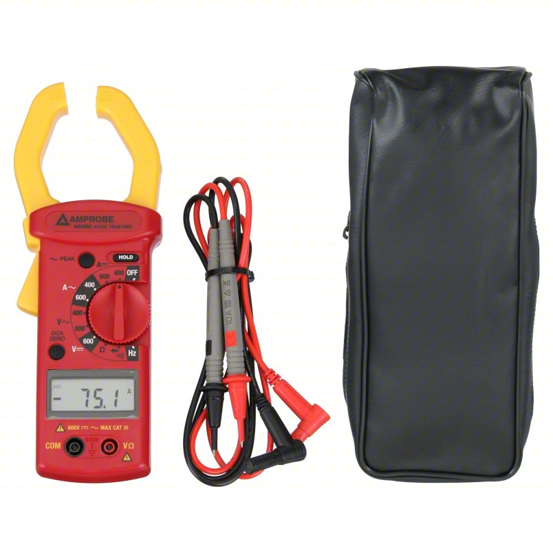 AMPROBE Digital Clamp Meter: Clamp-Jaw Jaw, CAT II 600V/CAT III 300V, TRMS, 600 A Max. AC Current