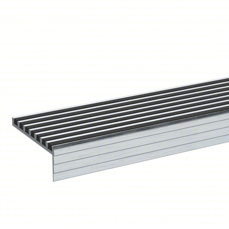 Stair Nosing: Multi-Strip Grit, Aluminum, Fastener-Installed, 36 in Wd, 4 in Dp, Black, 4 in x 36 in