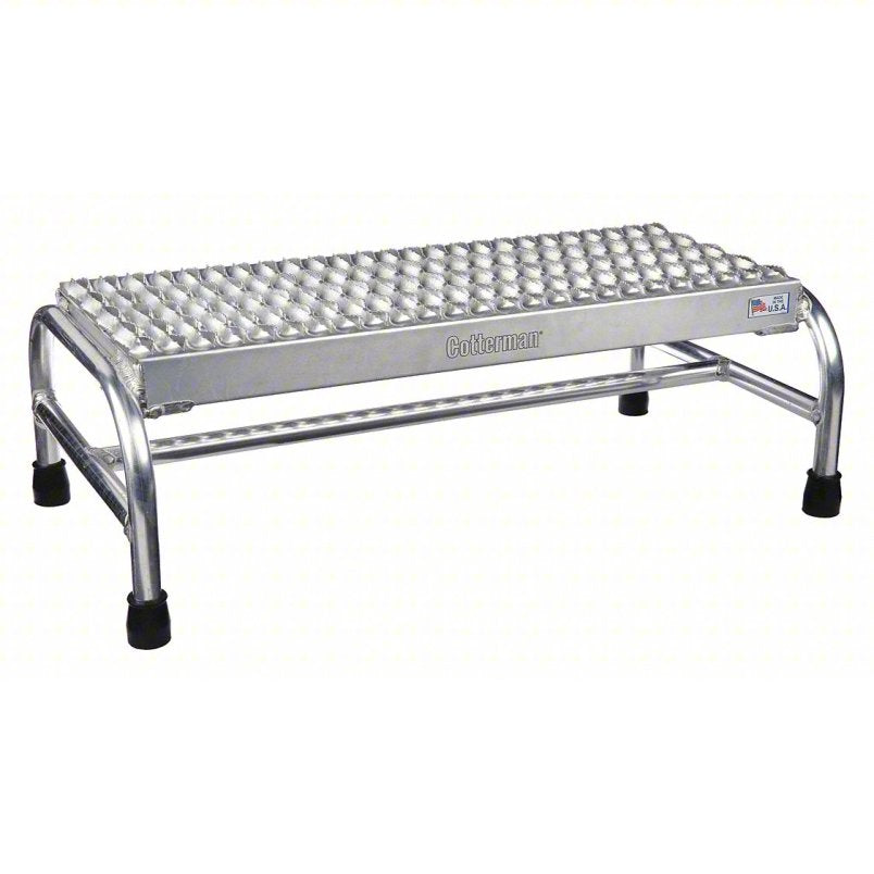 COTTERMAN Step Stool: 1 Steps, 10 in Overall Ht, 500 lb Load Cap, Aluminum, 10 in Standing Ht