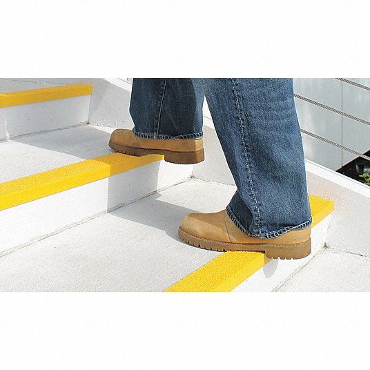 Stair Nosing: Full Coverage Grit, Fiberglass Reinforced Plastic, Adhesive- & Fastener-Installed