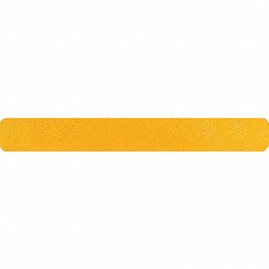 Anti-Slip Tread: Very Coarse, 20 to 30 Grit Size, Yellow, Solid, 3 in x 24 in, Rubber, 12 PK