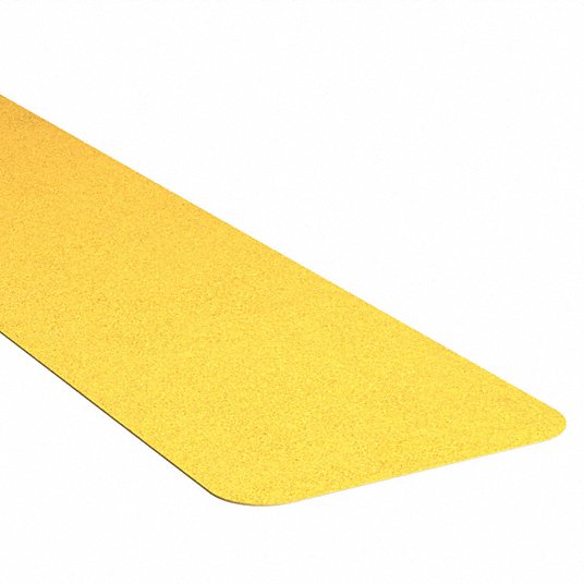 Anti-Slip Tread: Very Coarse, 8 to 16 Grit Size, Yellow, Solid, 6 in x 24 in, Rubber, 12 PK
