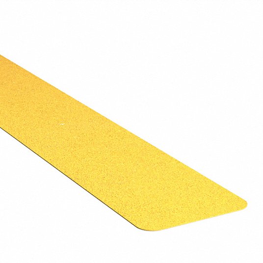 Anti-Slip Tread: Very Coarse, 20 to 30 Grit Size, Yellow, Solid, 3 in x 24 in, Rubber, 12 PK