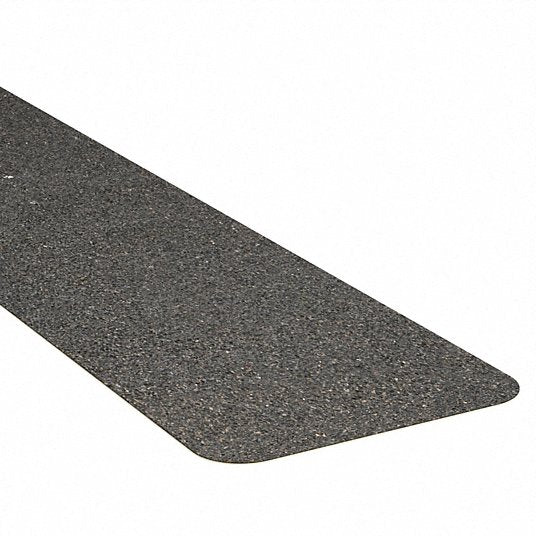 Anti-Slip Tread: Very Coarse, 20 to 40 Grit Size, Black, Solid, 6 in x 24 in, Rubber, 12 PK