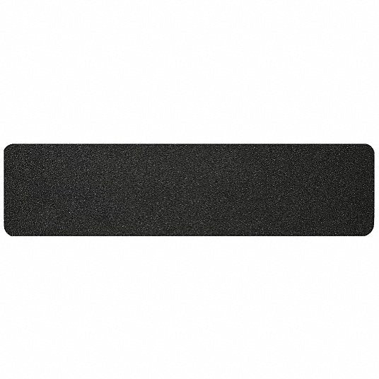 Anti-Slip Tread: Very Coarse, 20 to 40 Grit Size, Black, Solid, 6 in x 24 in, Rubber, 12 PK