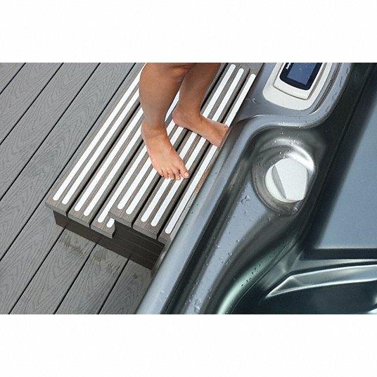 Anti-Slip Tread: Non-Abrasive, White, Solid, 3/4 in x 7 1/2 in, 27 mil Tape Thick, Acrylic, 12 PK