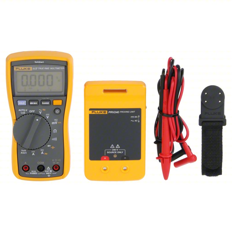FLUKE Digital Multimeter: TRMS, Data Logging, 6,000, CAT III 600V, Proving Unit, CAT III 600V