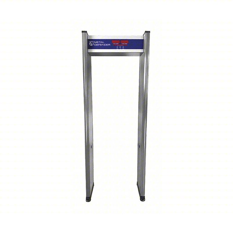 METAL DEFENDER Walk-Through Metal Detector: 1 Zone, 87 1/4 in x 27 3/4 in x 16 in, Battery Operated