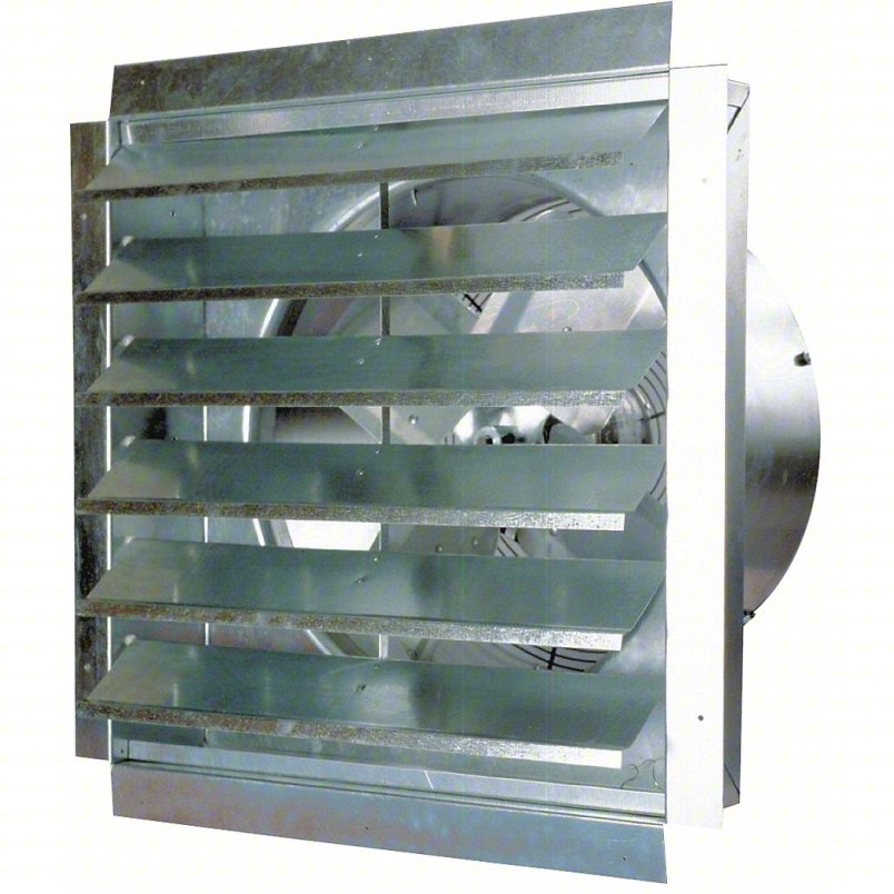 Shutter Mount Exhaust Fan: 18 in Blade, 1 Speed, 3/10 hp, Totally Enclosed, 3,000 cfm, 120V AC, 1 ph