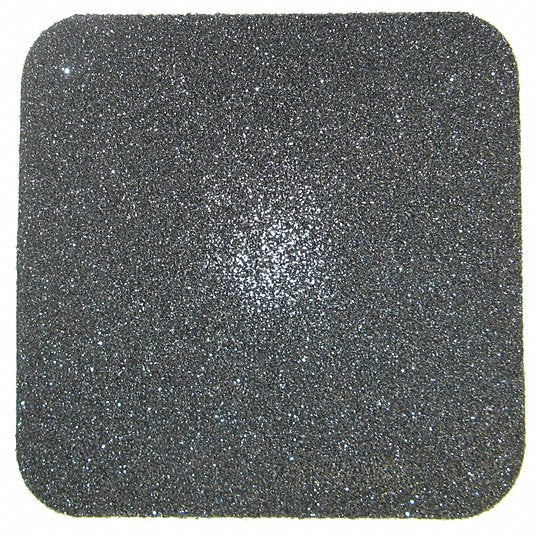 Anti-Slip Tread: Very Coarse, 46 Grit Size, Black, Solid, 5 1/2 in x 5 1/2 in, Acrylic, 50 PK