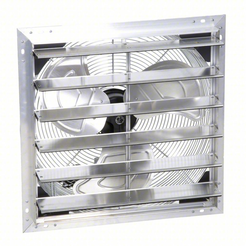 Shutter Mount Exhaust Fan: 16 in Blade, 1 Speed, 1/15 hp, Open Dripproof, 1,502 cfm, 115V AC, 1 ph