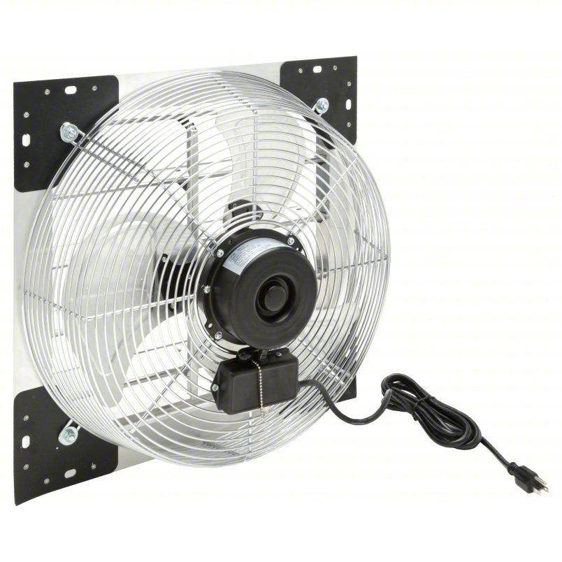 Shutter Mount Exhaust Fan: 18 in Blade, 1 Speed, 1/30 hp, Open Dripproof, 1,877 cfm, 115V AC, 1 ph
