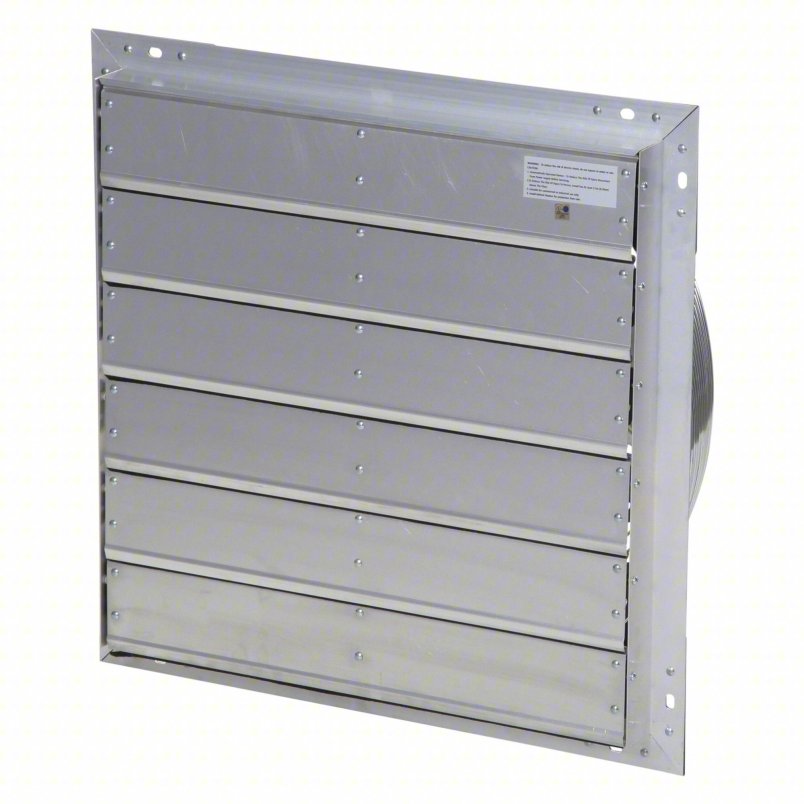 Shutter Mount Exhaust Fan: 16 in Blade, 1 Speed, 1/15 hp, Open Dripproof, 1,502 cfm, 115V AC, 1 ph