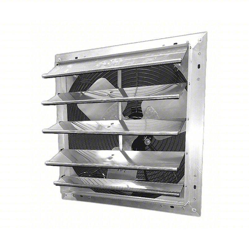 Shutter Mount Exhaust Fan: 18 in Blade, 1 Speed, 1/4 hp, Totally Enclosed Air Over, 3,128 cfm, 1 ph