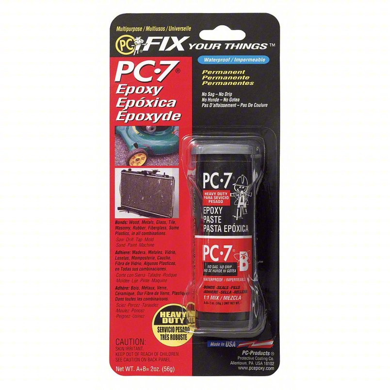 PC PRODUCTS Epoxy Adhesive: PC-7, Ambient Cured, 2 fl oz, Stick, Dark Gray, Thick Liquid