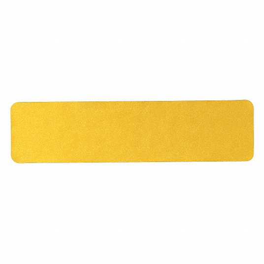 Anti-Slip Tread: Coarse, 60 Grit Size, Yellow, Solid, 6 in x 24 in, 29 mil Tape Thick, Rubber, 50 PK