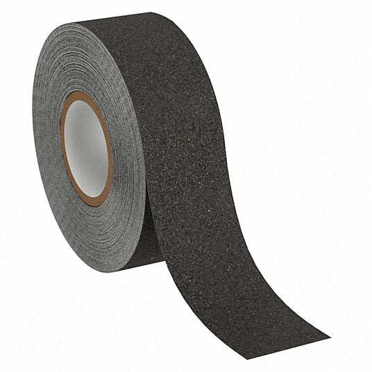 Anti-Slip Tape: Coarse, 60 Grit Size, Solid, Black, 6 in x 60 ft, 28 mil Tape Thick, Rubber