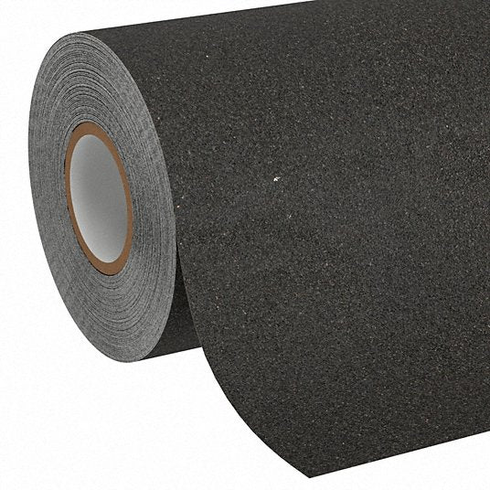 Anti-Slip Tape: Coarse, 60 Grit Size, Solid, Black, 36 in x 60 ft, 28 mil Tape Thick, Rubber