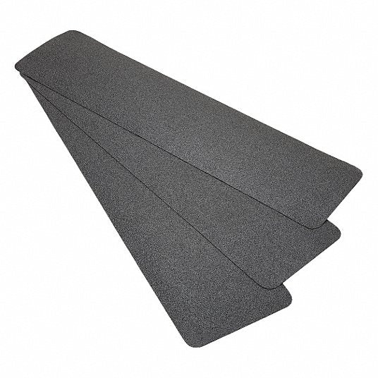 Anti-Slip Tread: Non-Abrasive, Black, Solid, 6 in x 24 in, 45 mil Tape Thick, Rubber, 50 PK