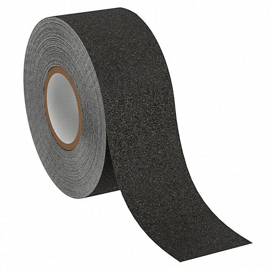 Anti-Slip Tape: Coarse, 60 Grit Size, Solid, Black, 3/4 in x 60 ft, 28 mil Tape Thick, Rubber, 3M™