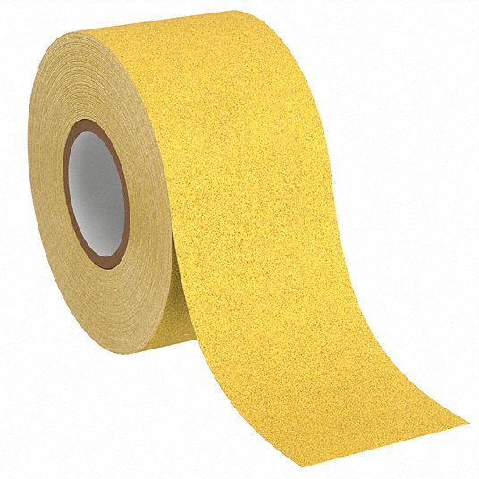Anti-Slip Tape: Coarse, 60 Grit Size, Solid, Yellow, 1 in x 60 ft, 29 mil Tape Thick, Rubber, 3M™