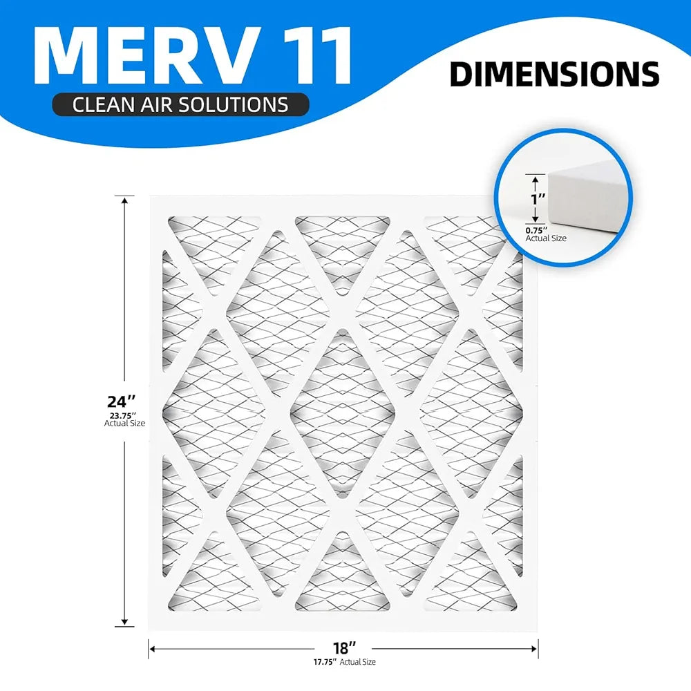 18x24x1 Furnace Air Filters, MPR 1200 & FPR 7, MERV 11 Pleated Air Filter