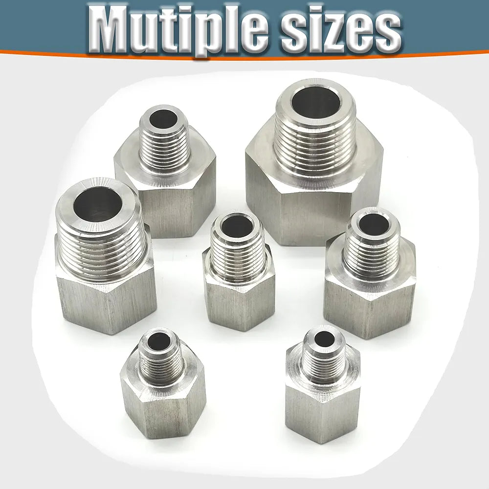 3/8" MNPT X 1/2" FNPT Reducer Adapter, 304 Stainless Steel NPT Thread Reducing Pipe Fittings Adapter, 2PCS 1/2 Inch Female to 3/8 Inch Male Reducer Pipe Extension Connector