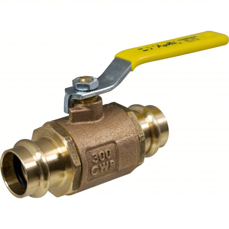 APOLLO Manual Two-Way Ball Valve: 2 in, Brass, Straight, Press x Press, 300 psi Max. Pressure (CWP)
