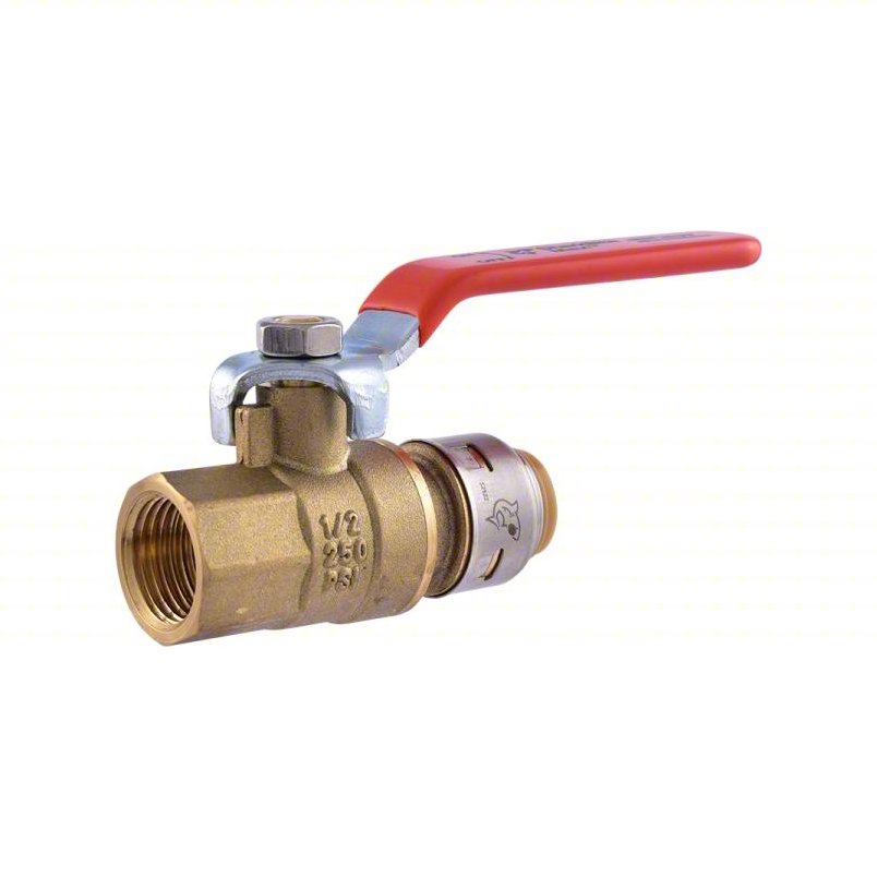 SHARKBITE Turn Ball Valve: Brass, Straight, 400 psi Max. Pressure (CWP), Full Port Ball Port, Lever