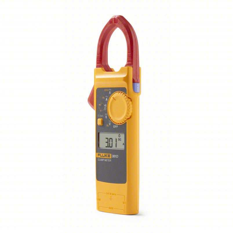 FLUKE Digital Clamp Meter: Clamp-Jaw Jaw, CAT III 300V, Avg, 600 A Max. AC Current, FLUKE-301D/ESP