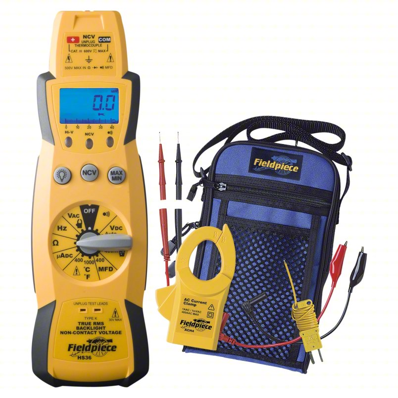 FIELDPIECE Multimeter: TRMS, Waterproof, 3,999, CAT III 600V, CAT III 600V, Compact Multimeter