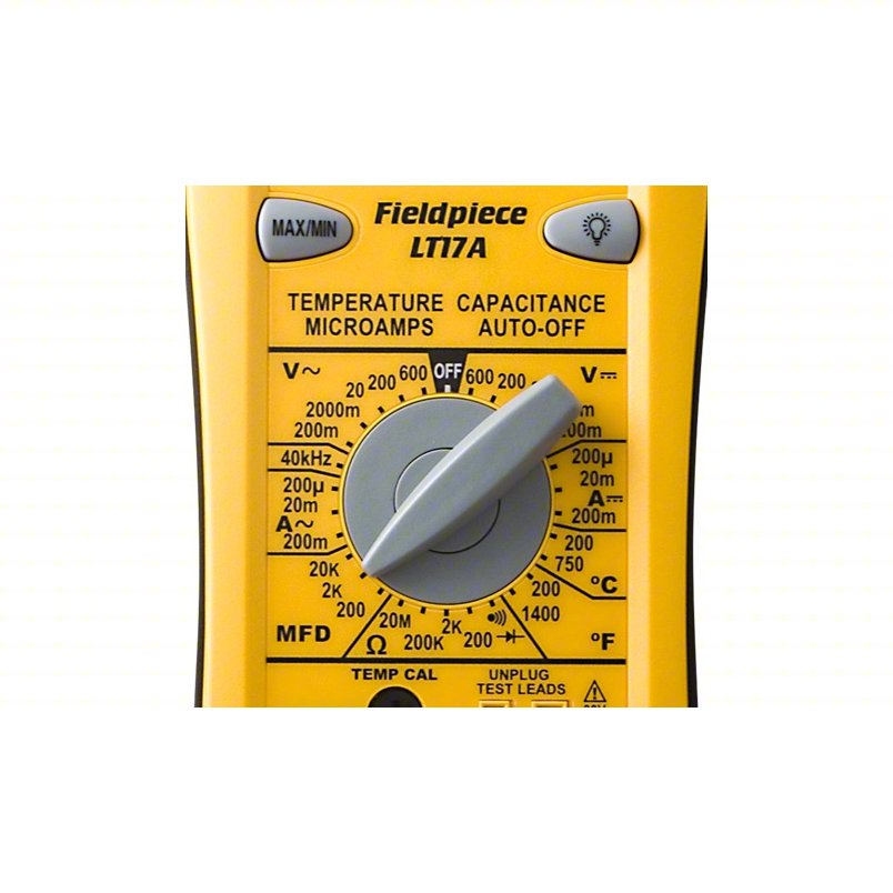 FIELDPIECE Digital Multimeter: TRMS, CAT III 600V, CAT III 600V, 200 mA Max AC Current Measurement