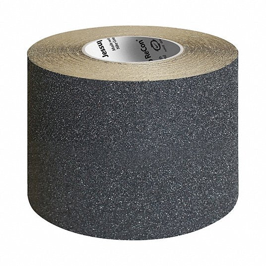Anti-Slip Tape: Fine Abrasive, 60 grit Grit Size, Solid, Black, 6 in x 60 ft, 26 mil Tape Thick