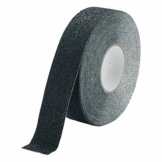 Anti-Slip Tape: Extra-Coarse Abrasive, 36 Grit Size, Solid, Black, 2 in x 49 13/64 ft, DURALINE