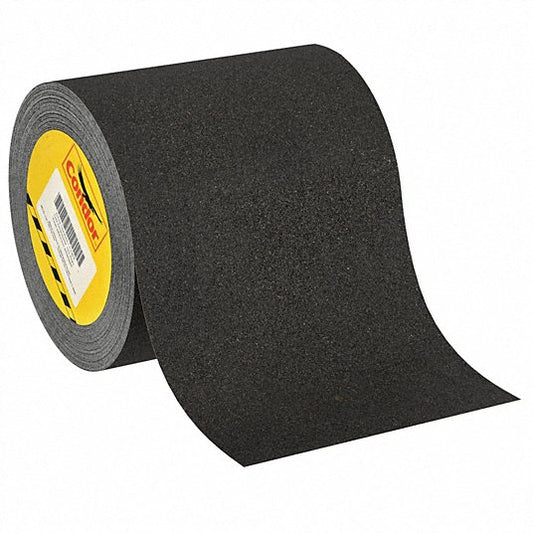 Anti-Slip Tape: Very Coarse, 46 Grit Size, Solid, Black, 4 in x 60 ft, 41 mil Tape Thick, Rubber