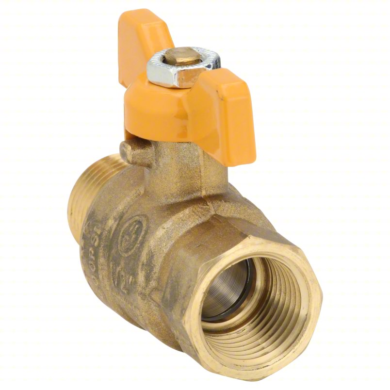 APPROVED VENDOR Manual Two-Way Ball Valve: 1/2 in, Brass, Straight, MNPT x FNPT, Full Port Ball Port