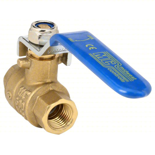 APPROVED VENDOR Manual Two-Way Ball Valve: 1/4 in, Brass, Straight, FNPT x FNPT, Full Port Ball Port