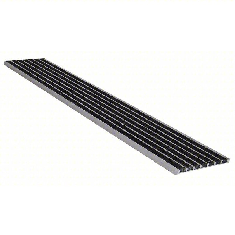 Stair Nosing: Multi-Strip Grit, Aluminum, Fastener-Installed, 36 in Wd, 4 in Dp, Black, 4 in x 36 in