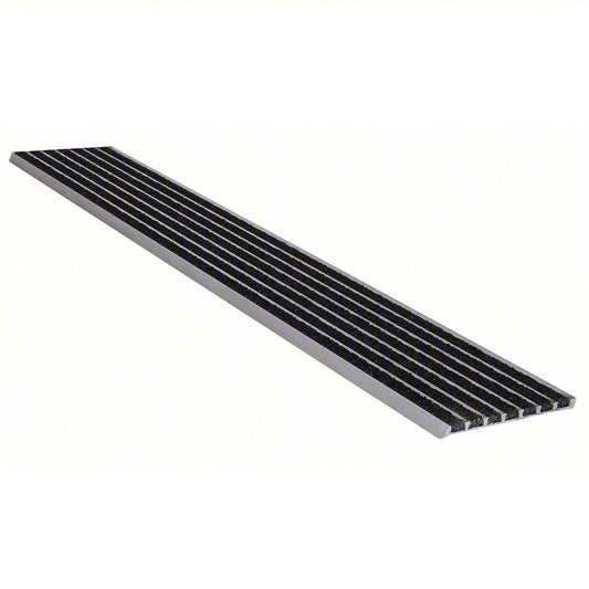 Stair Nosing: Multi-Strip Grit, Aluminum, Fastener-Installed, 36 in Wd, 4 in Dp, Black, 4 in x 36 in