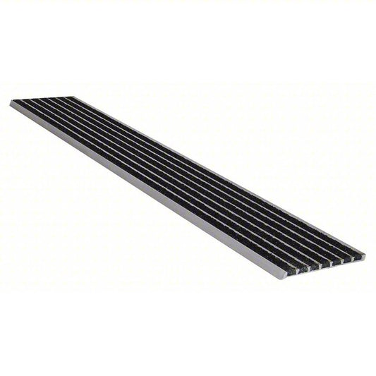 Stair Nosing: Multi-Strip Grit, Aluminum, Fastener-Installed, 60 in Wd, 4 in Dp, Black, 4 in x 60 in