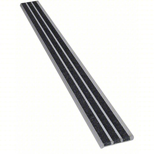Stair Nosing: Multi-Strip Grit, Aluminum, Fastener-Installed, 36 in Wd, 3 in Dp, Black, 3 in x 36 in