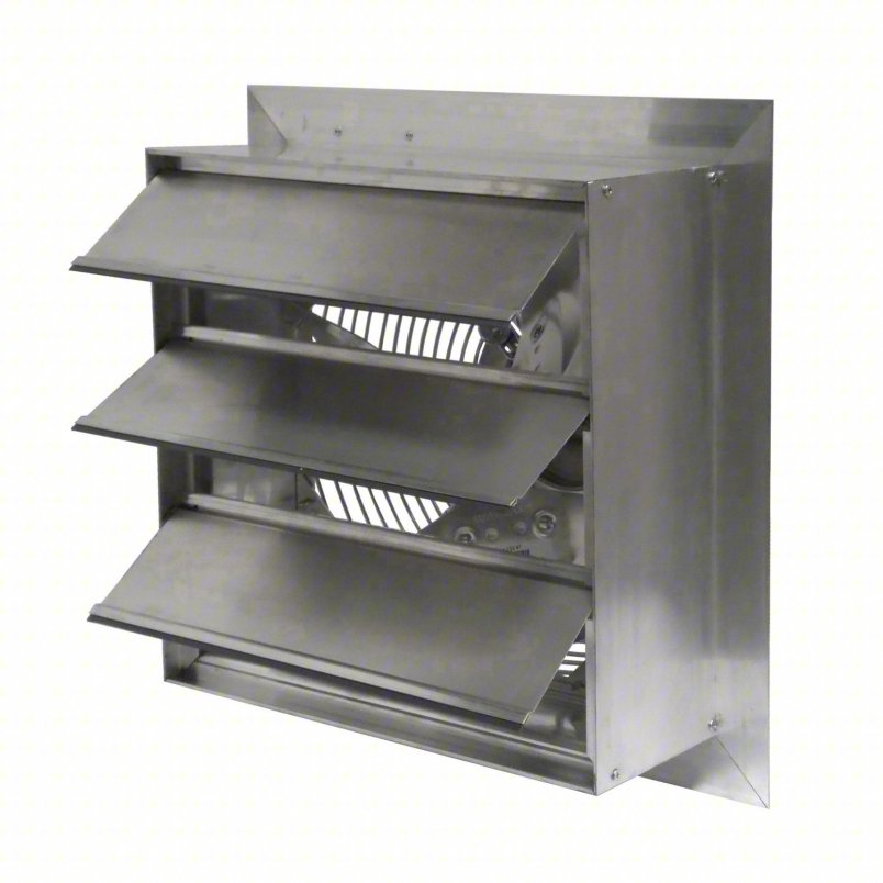 Shutter Mount Exhaust Fan: 12 in Blade, Variable Speed, 1/15 hp, Totally Enclosed Air Over, 115V AC