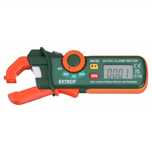 EXTECH Digital Clamp Meter: Clamp-Jaw Jaw, CAT II 600V/CAT III 300V, TRMS, 400 A Max. AC Current
