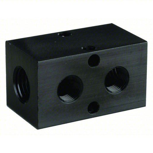 PNEUMADYNE INC Pipe Manifold Fitting: Inline, NPT x NPT, Rectangle, Aluminum, 1/4 in NPT, 1/8 in NPT