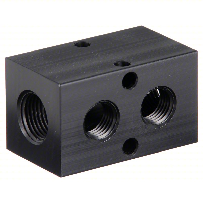 PNEUMADYNE INC Pipe Manifold Fitting: Inline, NPT x NPT, Rectangle, Aluminum, 3/8 in NPT, 1/4 in NPT