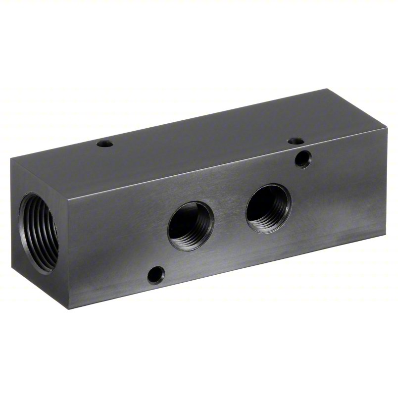 PNEUMADYNE INC Pipe Manifold Fitting: Inline, NPT x NPT, Rectangle, Aluminum, 3/4 in NPT, 3/8 in NPT