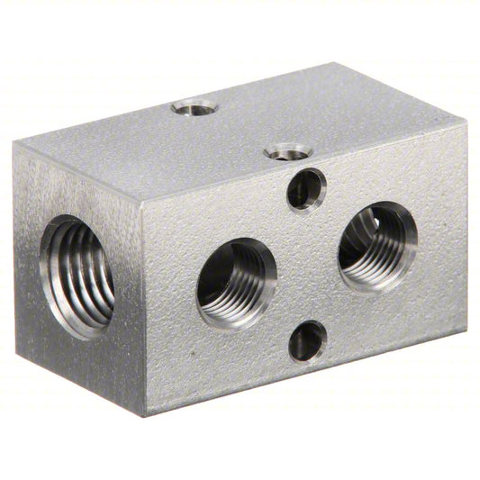 PNEUMADYNE INC Pipe Manifold Fitting: Inline, NPT x NPT, Rectangle, Stainless Steel, 1/4 in NPT