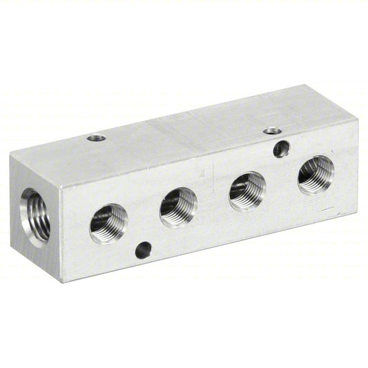 PNEUMADYNE INC Pipe Manifold Fitting: Inline, NPT x NPT, Rectangle, Stainless Steel, 1/4 in NPT