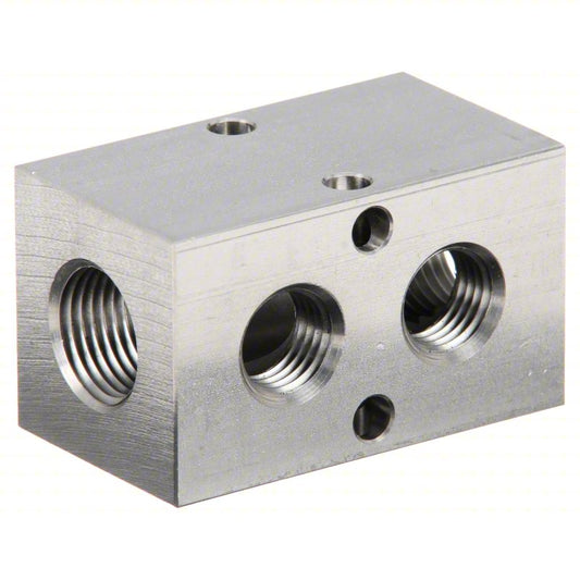 PNEUMADYNE INC Pipe Manifold Fitting: Inline, NPT x NPT, Rectangle, Stainless Steel, 3/8 in NPT